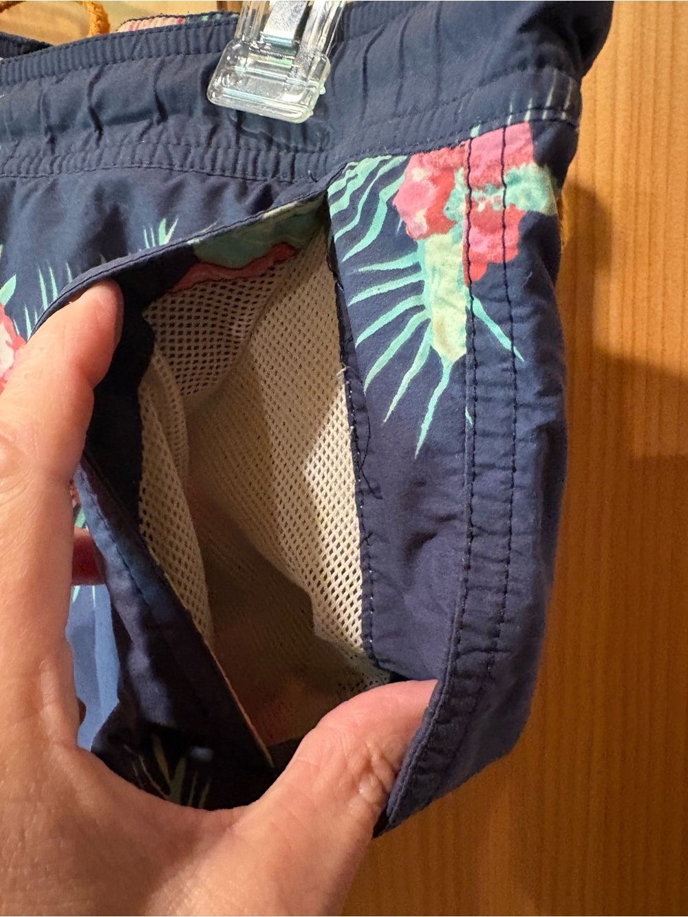 J. Crew Navy Swim Trunks with Pink Floral Print - Picture 4 of 11
